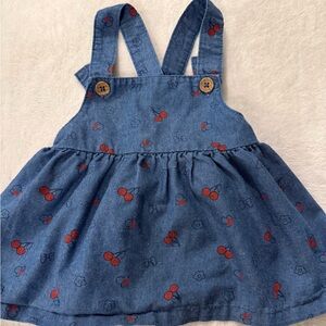 Minnie Mouse Blue Denim Cherry Print Overall-style Dress